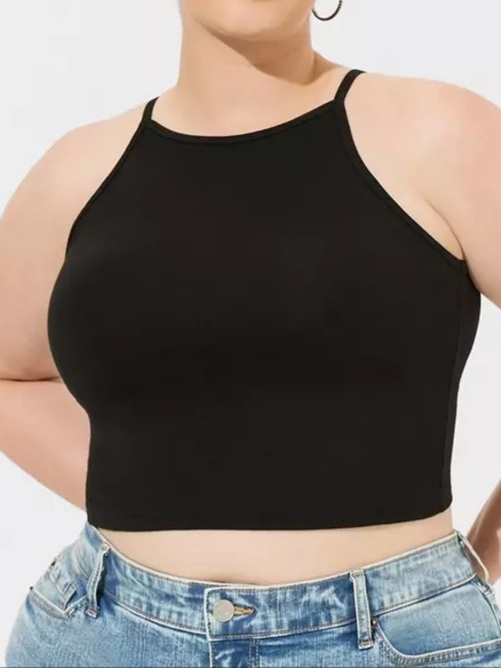 Torrid Foxy High Neck Crop Top- Deep Black-Size 4
